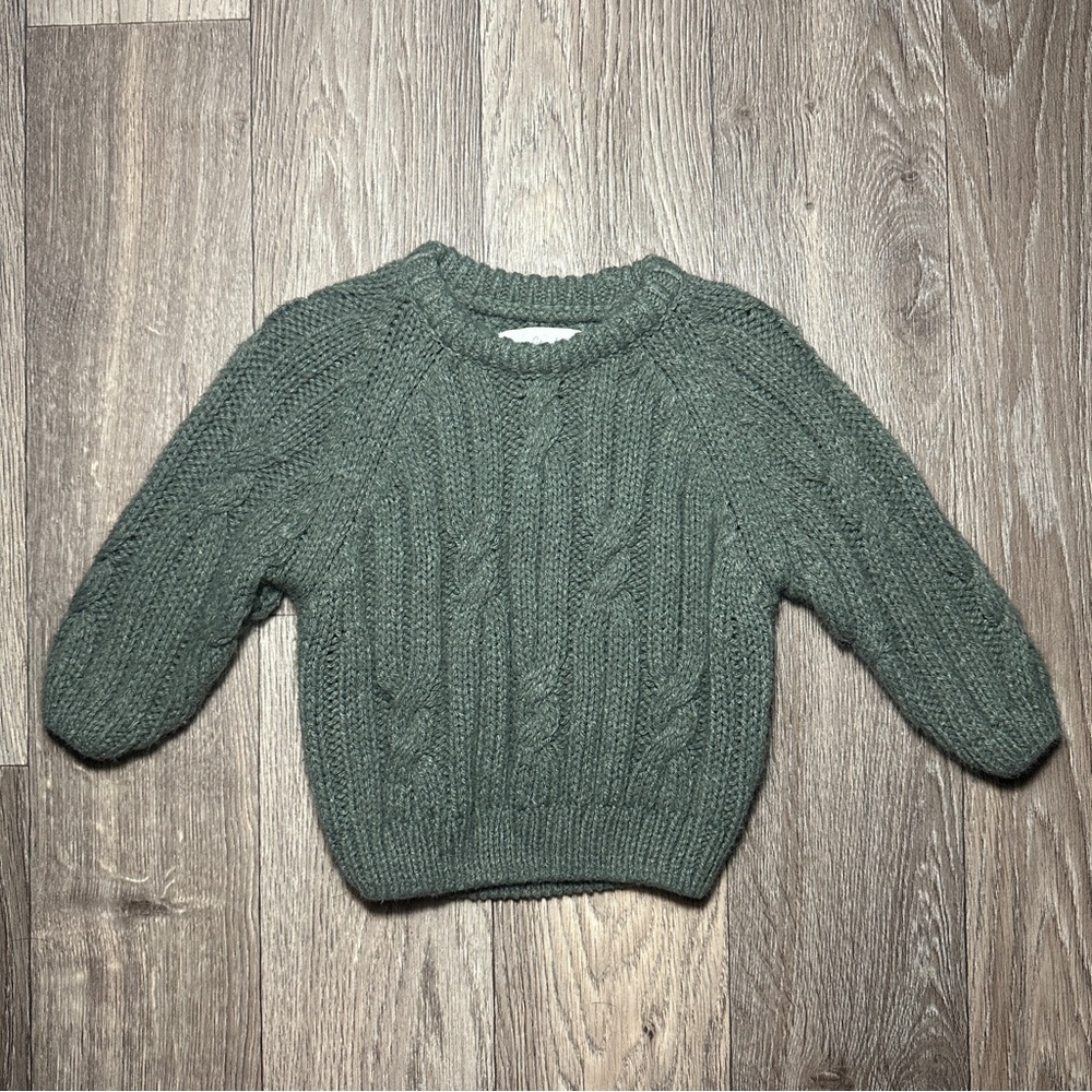 Rylee + Cru Green Knit Crew Neck Sweater Relaxed Fit